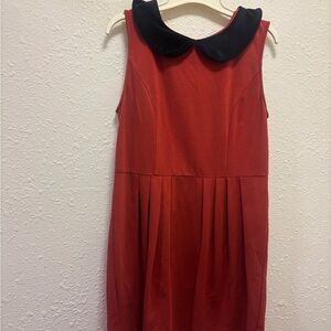 Chic Red Dress with Black Peter Pan Collar